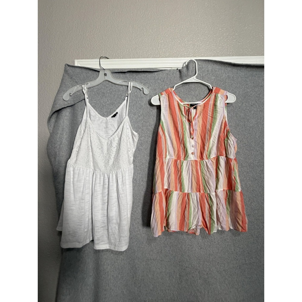 2pcTorrid Tank Top Womens 1 Multicolor Striped Button Front Sleeveless Tunic Top